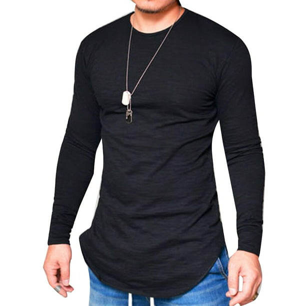 Men T-Shirts Long Sleeve O-Neck Casual Solid Fashion 